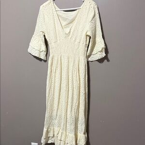 Elegant Cream Eyelet Dress